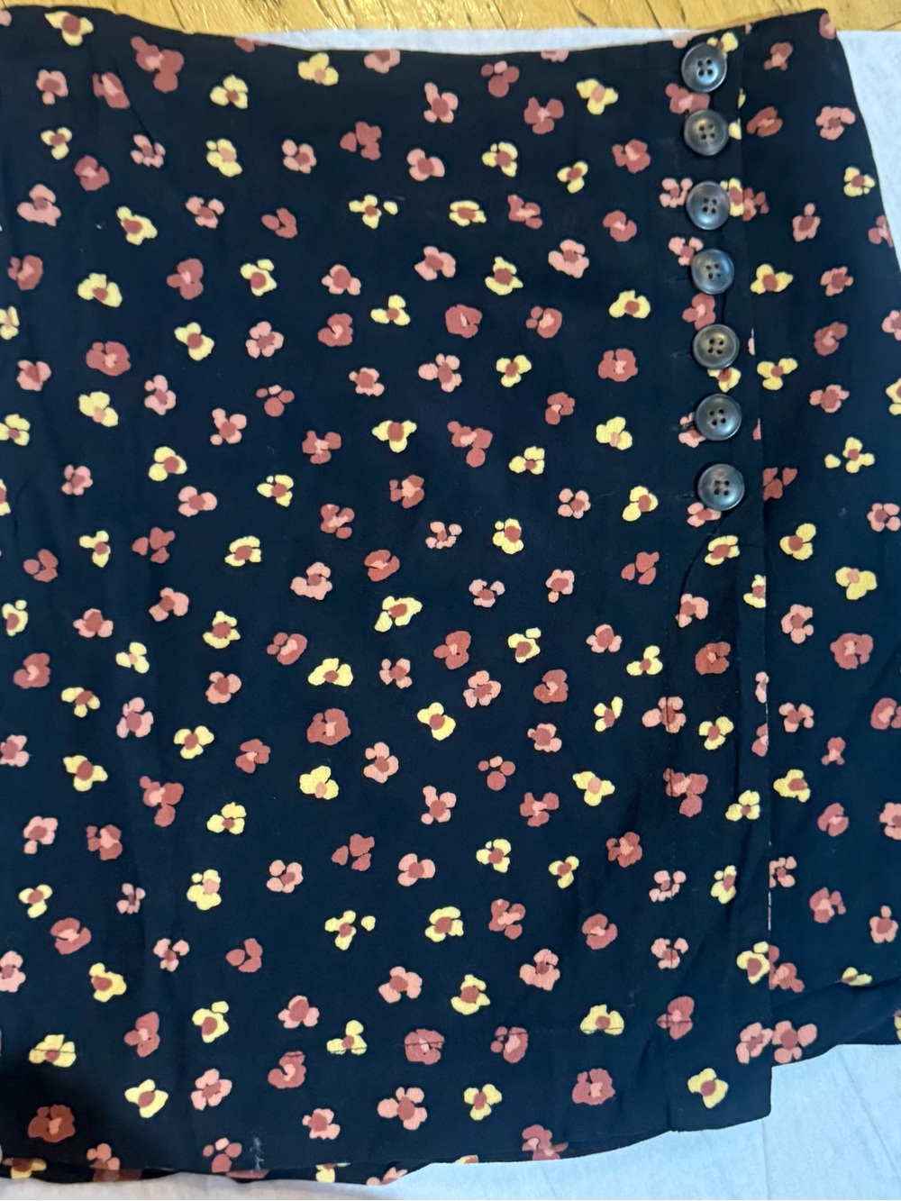 Madewell Black Mini Skirt with Rust and Yellow Floral Print
